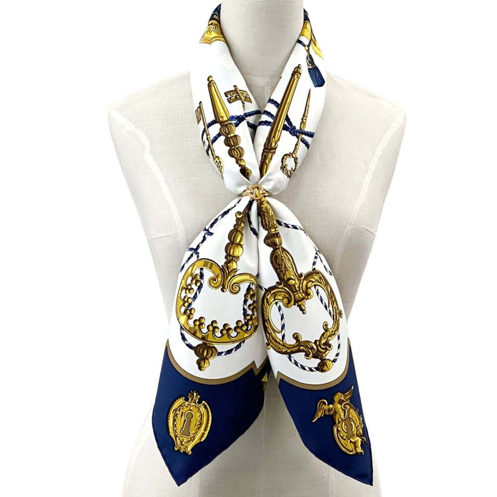 HERMES Blue Silk Scarf - Picture 7 of 9